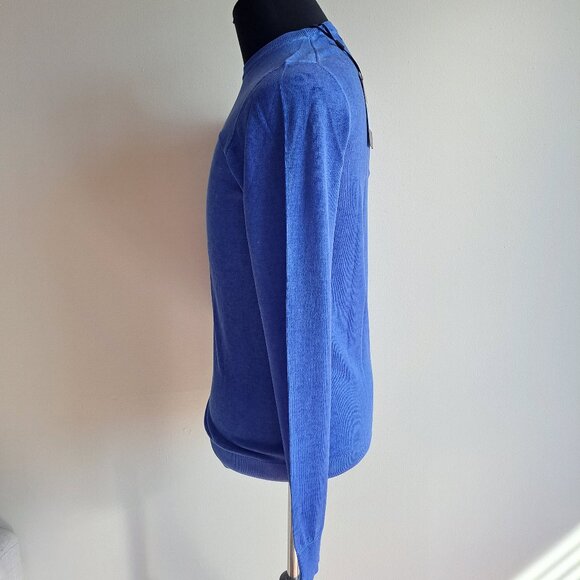 NWT Men's Patrick Assaraf 100% Cotton Crew Neck Blue Pullover Sweater Size S - Picture 5 of 14